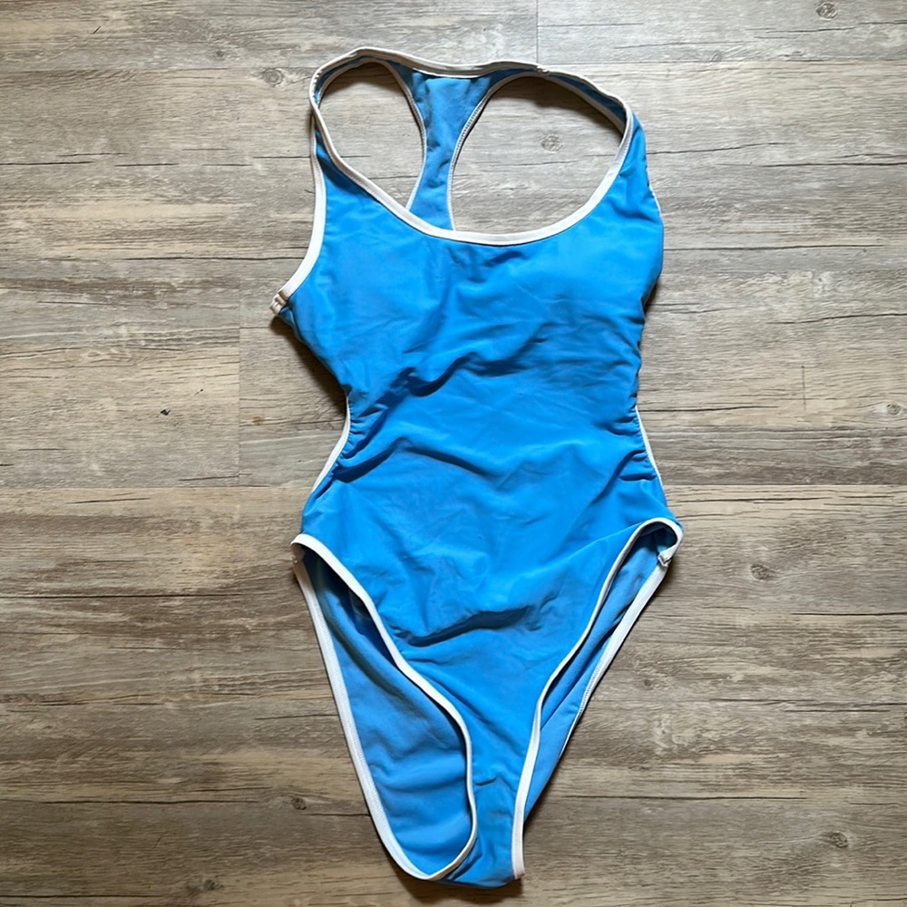 WILD FABLE BLUE AND WHITE ONE PIECE SWIMSUIT